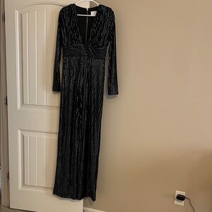 Elegant Black and Silver Striped Jumpsuit